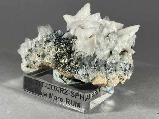 Calcit/Quarz/Sphalerit - Baia Mare/Rumänien ca. 6,5x4cm