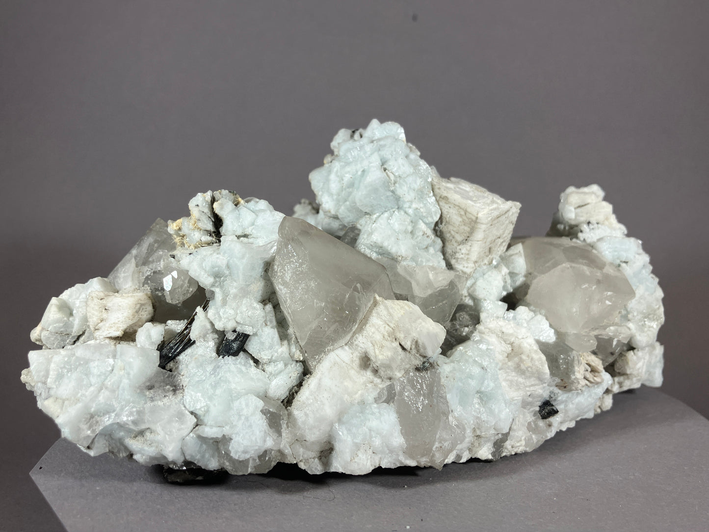 Bergkristall/Periklin/blauer Calcit/Turmalin - Giza/Pakistan ca. 17x10cm