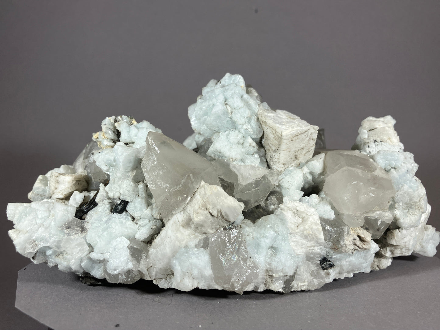 Bergkristall/Periklin/blauer Calcit/Turmalin - Giza/Pakistan ca. 17x10cm
