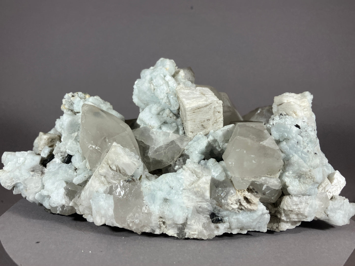Bergkristall/Periklin/blauer Calcit/Turmalin - Giza/Pakistan ca. 17x10cm