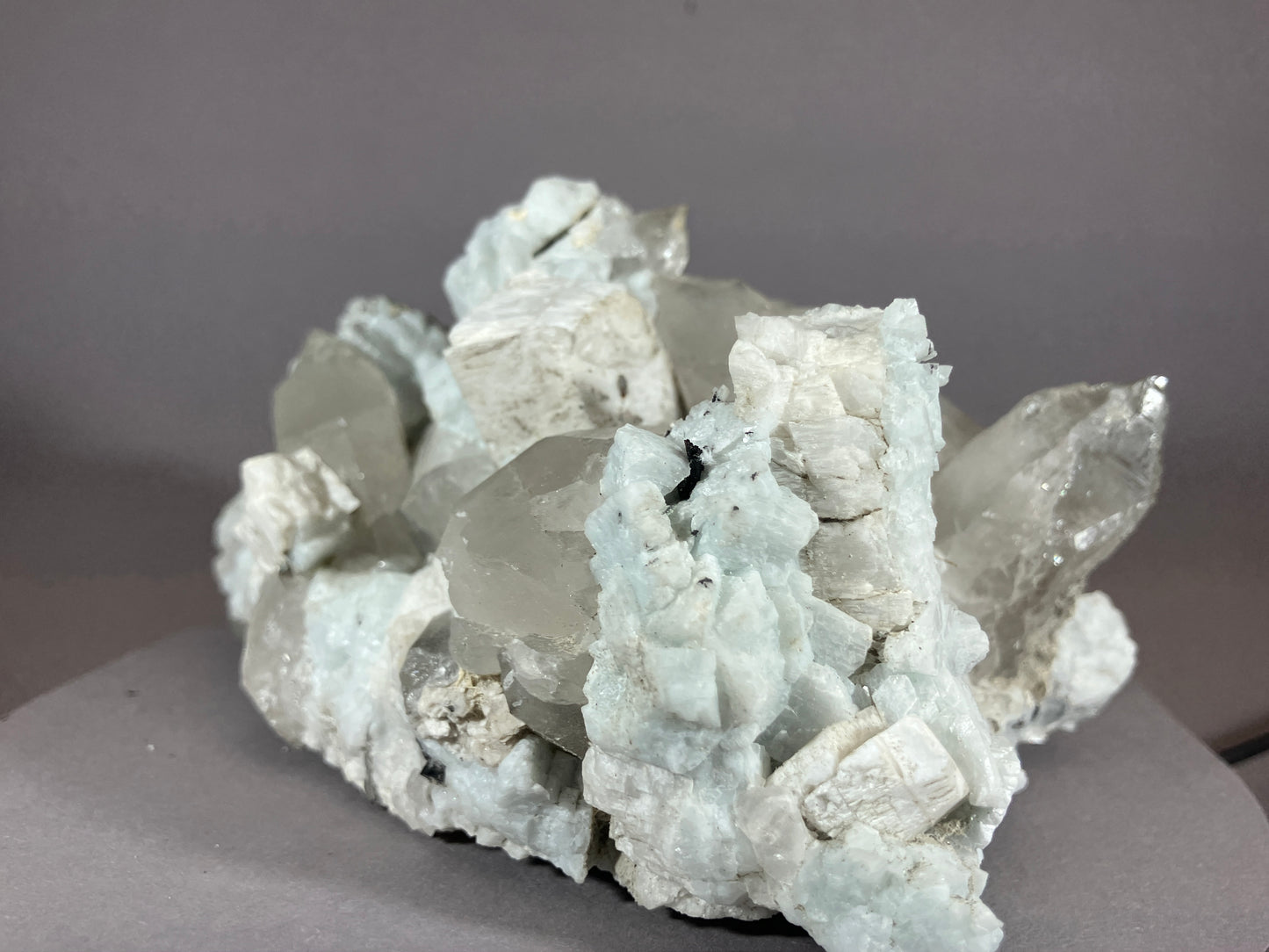 Bergkristall/Periklin/blauer Calcit/Turmalin - Giza/Pakistan ca. 17x10cm