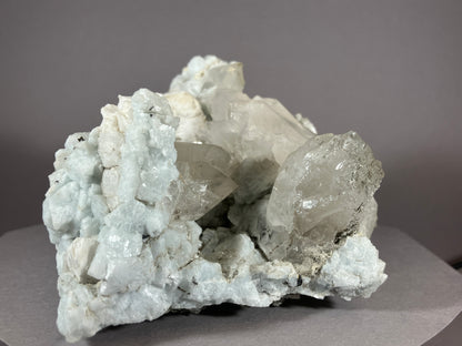 Bergkristall/Periklin/blauer Calcit/Turmalin - Giza/Pakistan ca. 17x10cm