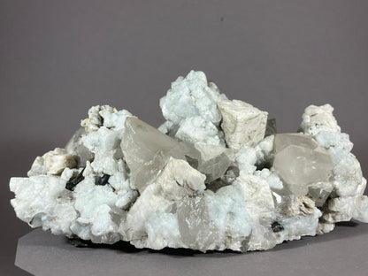 Bergkristall/Periklin/blauer Calcit/Turmalin - Giza/Pakistan ca. 17x10cm