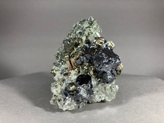 Bergkristall, Bleiglanz, Pyrit - Madan ca. 6x5cm